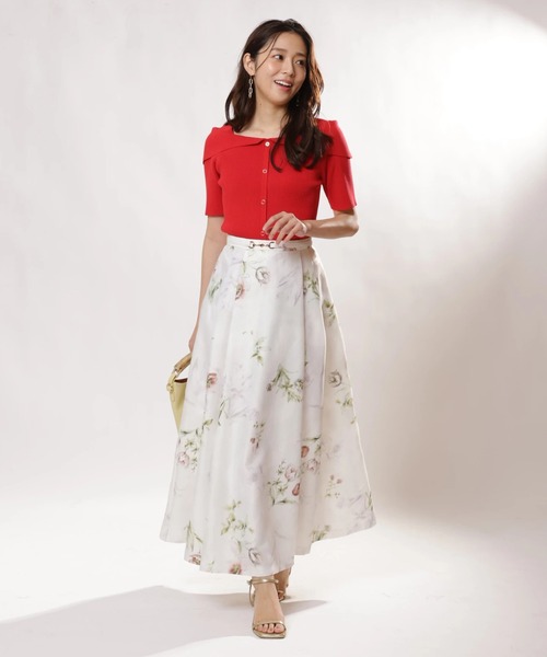 JUSGLITTY(ジャスグリッティー)の「シアーボタニカルスカート(スカート・レディース・ブルー/レッド・0/1/2)」の2枚目の写真