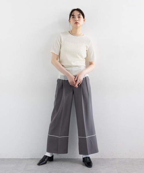 RAGEBLUE（レイジブルー）の「裾レイヤードシャーリングトップス（Tシャツ/カットソー・レディース・ホワイト/ブラック・FREE）」の4枚目の写真