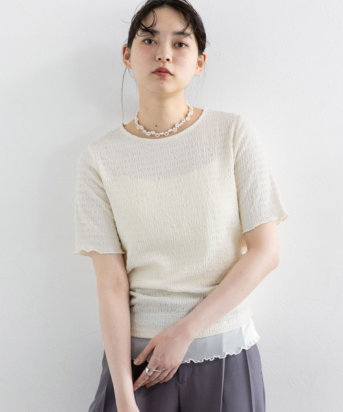 RAGEBLUE（レイジブルー）の「裾レイヤードシャーリングトップス（Tシャツ/カットソー・レディース・ホワイト/ブラック・FREE）」の5枚目の写真