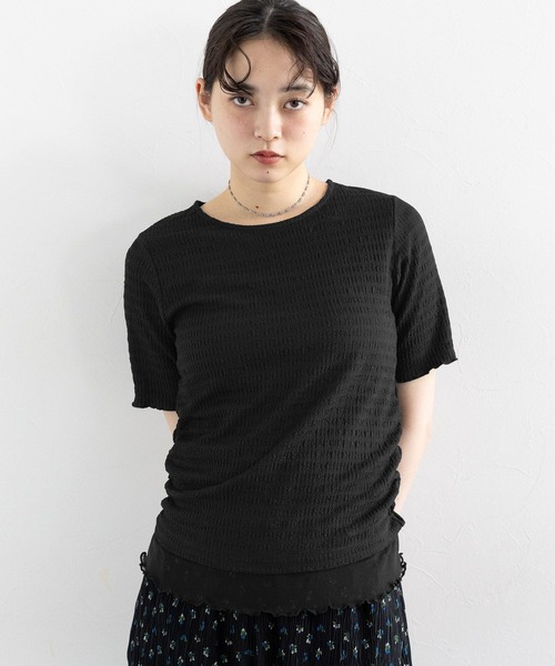 RAGEBLUE（レイジブルー）の「裾レイヤードシャーリングトップス（Tシャツ/カットソー・レディース・ホワイト/ブラック・FREE）」の9枚目の写真