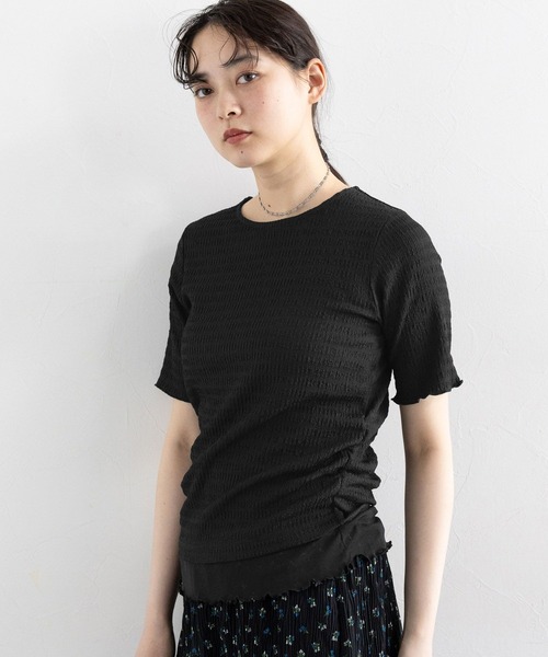 RAGEBLUE（レイジブルー）の「裾レイヤードシャーリングトップス（Tシャツ/カットソー・レディース・ホワイト/ブラック・FREE）」の10枚目の写真