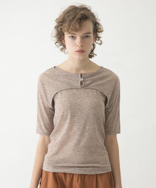 LAATO(ラート)の「mix layered tee(Tシャツ/カットソー・レディース・オリーブ/ブラック/パープル系その他・FREE)」の3枚目の写真