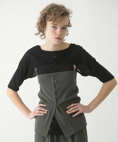 LAATO(ラート)の「mix layered tee(Tシャツ/カットソー・レディース・オリーブ/ブラック/パープル系その他・FREE)」の5枚目の写真