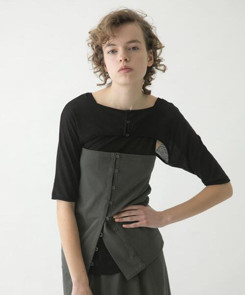 LAATO(ラート)の「mix layered tee(Tシャツ/カットソー・レディース・オリーブ/ブラック/パープル系その他・FREE)」の9枚目の写真