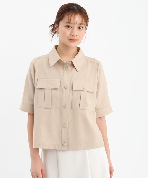 Andemiu（アンデミュウ）の「ポケツキボタンシャツ659113（シャツ/ブラウス・レディース・ベージュ/ブルー/ブラック・FREE）」の3枚目の写真