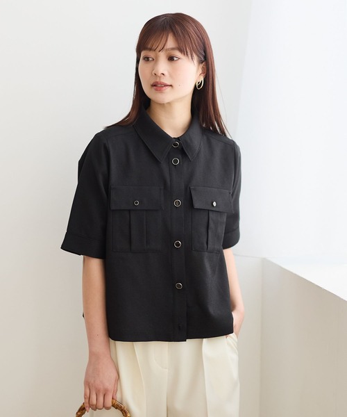 Andemiu（アンデミュウ）の「ポケツキボタンシャツ659113（シャツ/ブラウス・レディース・ベージュ/ブルー/ブラック・FREE）」の6枚目の写真