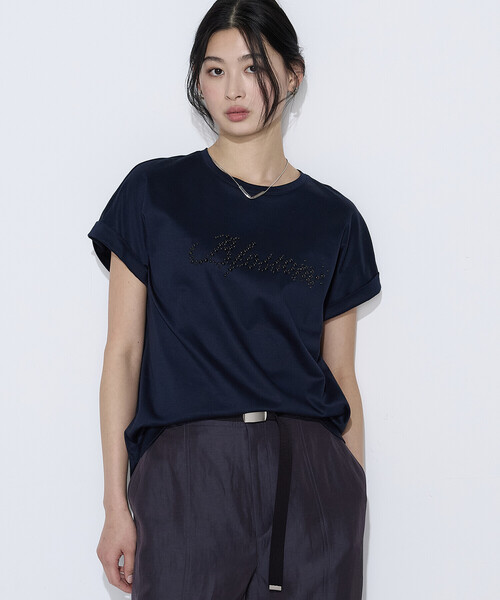 K.T KIYOKO TAKASE（キヨコタカセ）の「コットンスムース パールTシャツ（Tシャツ/カットソー・レディース・ネイビー/ホワイト/トップグレー/ミント/ブラウン・7号/9号）」の5枚目の写真