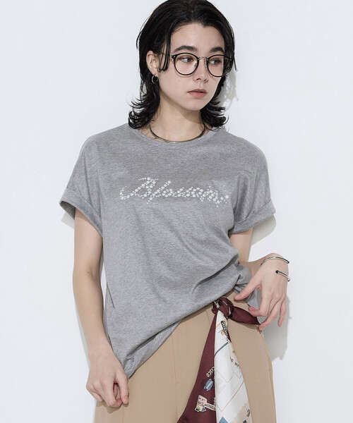 K.T KIYOKO TAKASE（キヨコタカセ）の「コットンスムース パールTシャツ（Tシャツ/カットソー・レディース・ネイビー/ホワイト/トップグレー/ミント/ブラウン・7号/9号）」の13枚目の写真