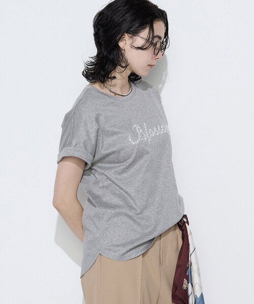K.T KIYOKO TAKASE（キヨコタカセ）の「コットンスムース パールTシャツ（Tシャツ/カットソー・レディース・ネイビー/ホワイト/トップグレー/ミント/ブラウン・7号/9号）」の16枚目の写真