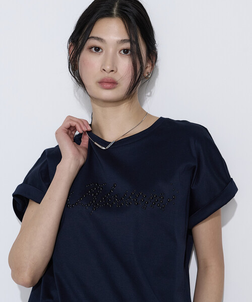 K.T KIYOKO TAKASE（キヨコタカセ）の「コットンスムース パールTシャツ（Tシャツ/カットソー・レディース・ネイビー/ホワイト/トップグレー/ミント/ブラウン・7号/9号）」の20枚目の写真