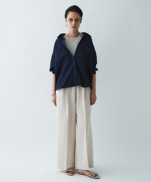 cloenc（クロエンス）の「【手洗い可】サテンスキッパーシャツ（シャツ/ブラウス・レディース・ライトイエロー系/ホワイト/ネイビー/ライトベージュ・02/01）」の18枚目の写真