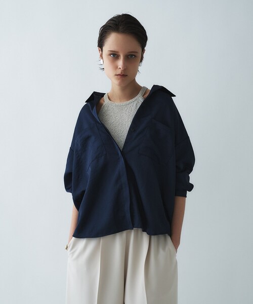 cloenc（クロエンス）の「【手洗い可】サテンスキッパーシャツ（シャツ/ブラウス・レディース・ライトイエロー系/ホワイト/ネイビー/ライトベージュ・02/01）」の20枚目の写真