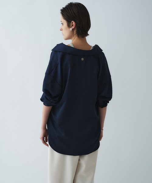 cloenc(クロエンス)の「【手洗い可】サテンスキッパーシャツ(シャツ/ブラウス・レディース・ライトイエロー系/ホワイト/ネイビー/ライトベージュ・02/01)」の12枚目の写真