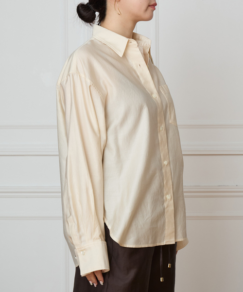 IENA LA BOUCLE（イエナラブークル）の「IENA LA BOUCLE コットンサテンシャツ（シャツ/ブラウス・レディース・ベージュ/ブラウン/アイボリー・FREE）」の9枚目の写真