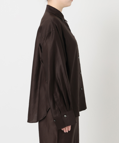 IENA ＬＡ　ＢＯＵＣＬＥ　コーマサテンブラウス 洗濯機洗い可》IENA LA BOUCLE コットンサテンシャツ（シャツ