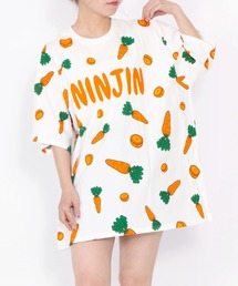 PUNYUS | 【新サイズ】フード総柄Tシャツ(NINJIN・LEMON・EDAMAME)(Tシャツ/カットソー)