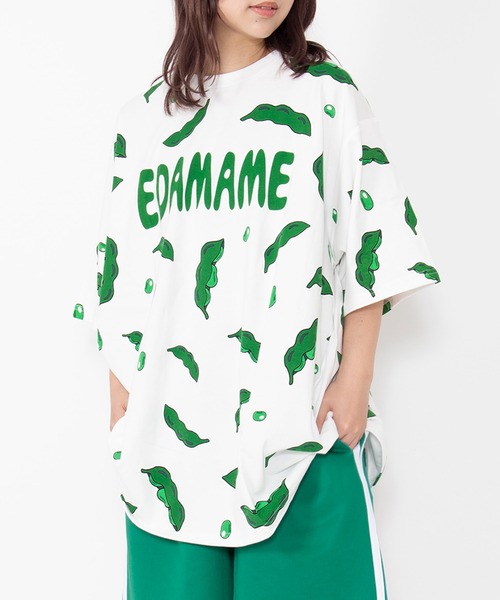 PUNYUS(プニュズ)の「【新サイズ】フード総柄Tシャツ(NINJIN・LEMON・EDAMAME)(Tシャツ/カットソー・レディース・オレンジ/イエロー/グリーン・1/5/4/3/2)」の2枚目の写真