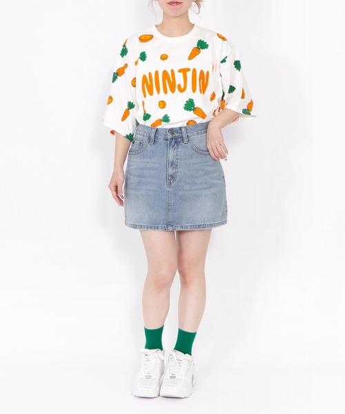 PUNYUS(プニュズ)の「【新サイズ】フード総柄Tシャツ(NINJIN・LEMON・EDAMAME)(Tシャツ/カットソー・レディース・オレンジ/イエロー/グリーン・1/5/4/3/2)」の10枚目の写真