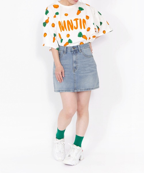 PUNYUS(プニュズ)の「【新サイズ】フード総柄Tシャツ(NINJIN・LEMON・EDAMAME)(Tシャツ/カットソー・レディース・オレンジ/イエロー/グリーン・1/5/4/3/2)」の11枚目の写真