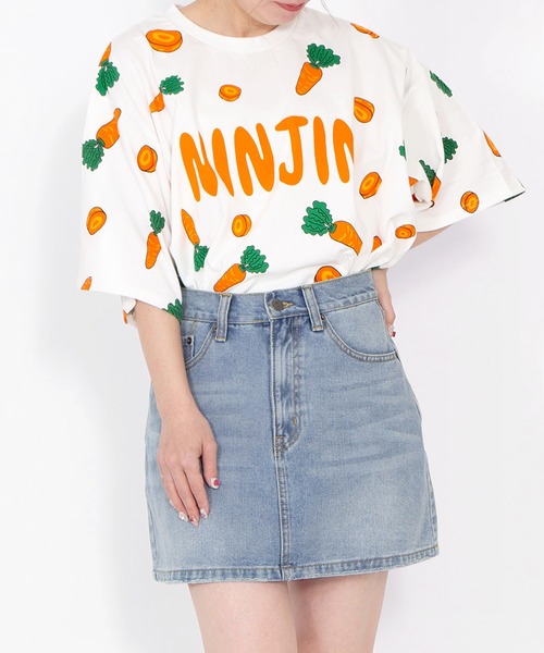 PUNYUS(プニュズ)の「【新サイズ】フード総柄Tシャツ(NINJIN・LEMON・EDAMAME)(Tシャツ/カットソー・レディース・オレンジ/イエロー/グリーン・1/5/4/3/2)」の8枚目の写真