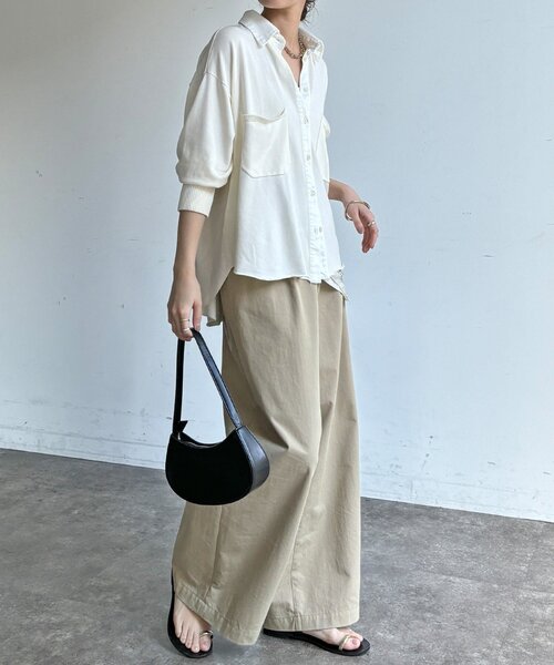 DouDou（ドゥドゥ）の「【WEB限定】ニット異素材切替シャツ（ニット/セーター・レディース・オフホワイト/ブラック・FREE）」の17枚目の写真