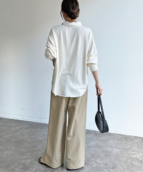 DouDou（ドゥドゥ）の「【WEB限定】ニット異素材切替シャツ（ニット/セーター・レディース・オフホワイト/ブラック・FREE）」の18枚目の写真