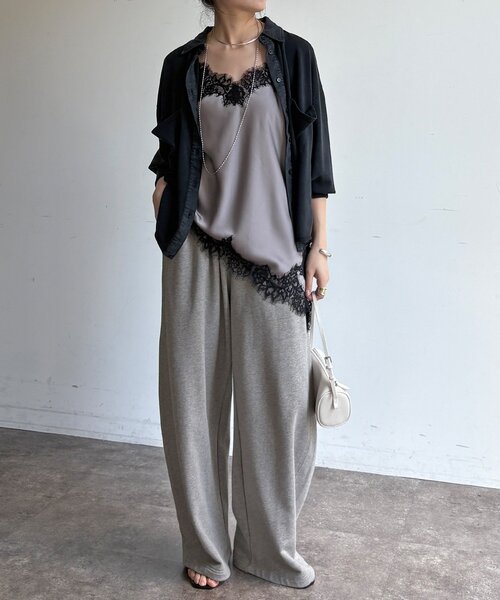 DouDou（ドゥドゥ）の「【WEB限定】ニット異素材切替シャツ（ニット/セーター・レディース・オフホワイト/ブラック・FREE）」の5枚目の写真