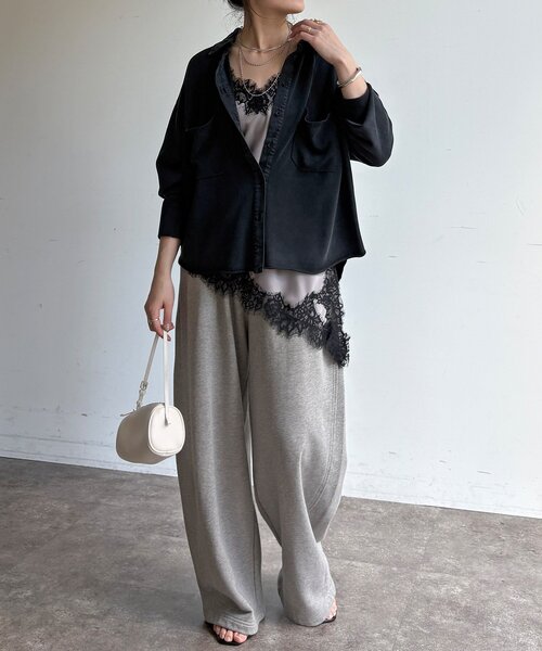 DouDou（ドゥドゥ）の「【WEB限定】ニット異素材切替シャツ（ニット/セーター・レディース・オフホワイト/ブラック・FREE）」の6枚目の写真