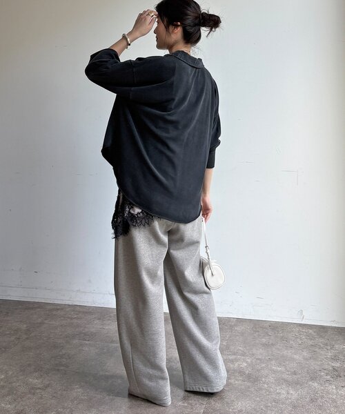 DouDou（ドゥドゥ）の「【WEB限定】ニット異素材切替シャツ（ニット/セーター・レディース・オフホワイト/ブラック・FREE）」の8枚目の写真