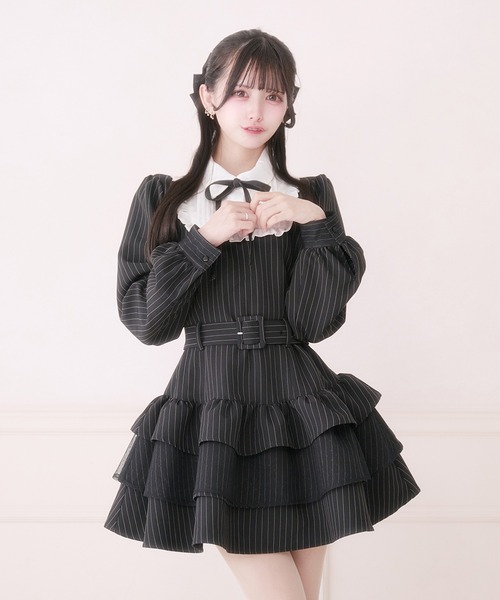 ♡Pal elfy リボン付きドットチュールティアードワンピース ♡ Pal elfy（パルエルフィー）の「リボン付きドットチュールティアード