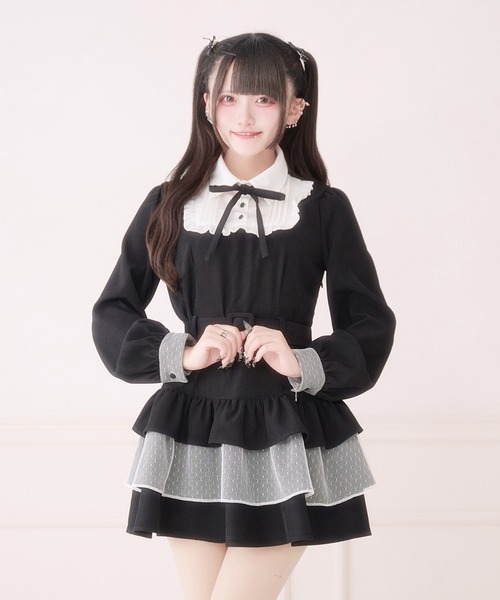 maru様 パルエルフィー リボン付きドットチュールティアードワンピース リボン付きドットチュールティアードワンピース（ワンピース）｜Pal