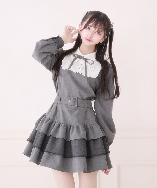 Pal elfy（パルエルフィー）の「リボン付きドットチュールティアード