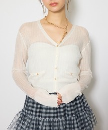 rienda（リエンダ）の「【森香澄さん着用・EC先行発売】スカラップクロップドニットカーディガン 春服 夏服（カーディガン/ボレロ）」