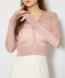 rienda（リエンダ）の「【森香澄さん着用・EC先行発売】スカラップクロップドニットカーディガン 春服 夏服（カーディガン/ボレロ）」
