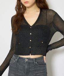 rienda（リエンダ）の「【森香澄さん着用・EC先行発売】スカラップクロップドニットカーディガン 春服 夏服（カーディガン/ボレロ）」