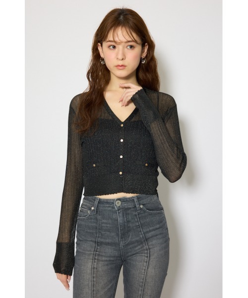 rienda（リエンダ）の「【森香澄さん着用】スカラップクロップドニットカーディガン 春服 夏服（カーディガン/ボレロ・レディース・ブラック/ブルー/ホワイト/レッド/ピンク・FREE）」の13枚目の写真