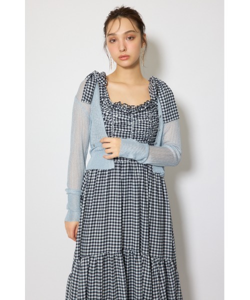 rienda（リエンダ）の「【森香澄さん着用】スカラップクロップドニットカーディガン 春服 夏服（カーディガン/ボレロ・レディース・ブラック/ブルー/ホワイト/レッド/ピンク・FREE）」の17枚目の写真