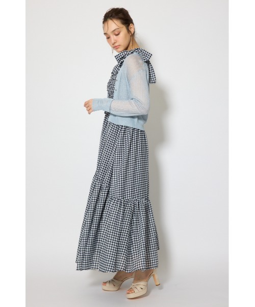 rienda（リエンダ）の「【森香澄さん着用】スカラップクロップドニットカーディガン 春服 夏服（カーディガン/ボレロ・レディース・ブラック/ブルー/ホワイト/レッド/ピンク・FREE）」の19枚目の写真