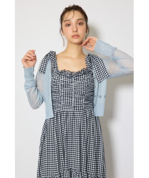 rienda（リエンダ）の「【森香澄さん着用】スカラップクロップドニットカーディガン 春服 夏服（カーディガン/ボレロ・レディース・ブラック/ブルー/ホワイト/レッド/ピンク・FREE）」の20枚目の写真
