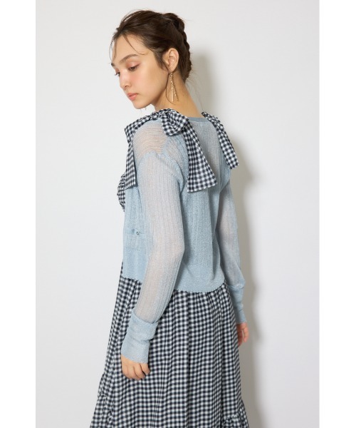 rienda（リエンダ）の「【森香澄さん着用】スカラップクロップドニットカーディガン 春服 夏服（カーディガン/ボレロ・レディース・ブラック/ブルー/ホワイト/レッド/ピンク・FREE）」の21枚目の写真