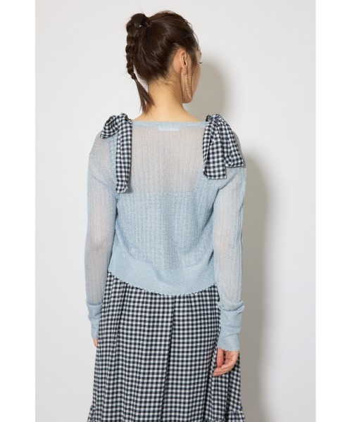 rienda（リエンダ）の「【森香澄さん着用】スカラップクロップドニットカーディガン 春服 夏服（カーディガン/ボレロ・レディース・ブラック/ブルー/ホワイト/レッド/ピンク・FREE）」の22枚目の写真