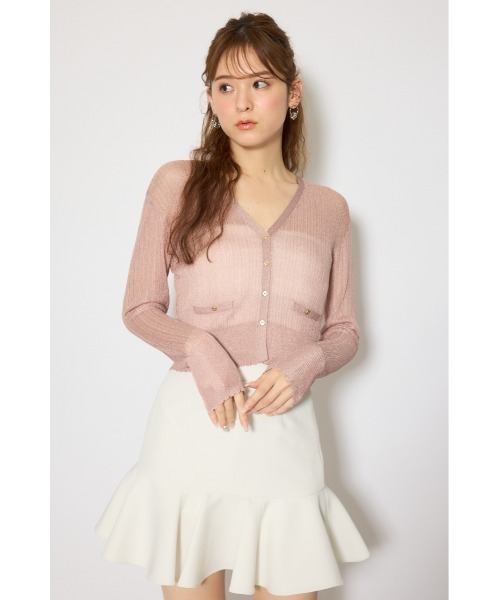 森香澄さん着用】スカラップクロップドニットカーディガン 春服 夏服