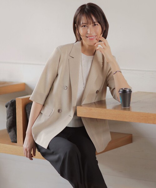 J.PRESS(ジェイプレス)の「【セットアップ対応】Light ジョーゼット ワイド イージーパンツ(その他パンツ・レディース・ネイビー系/ベージュ系/ブラック系・T17/T15/T13)」の7枚目の写真
