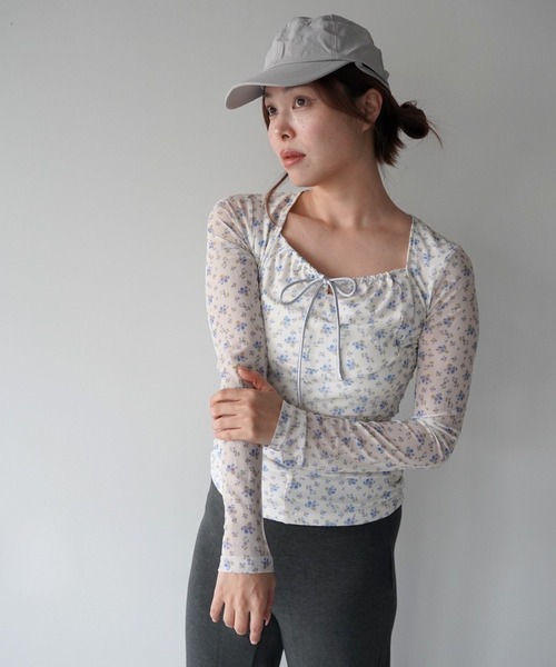 SANSeLF(サンセルフ)の「【SANSeLF】フラワーシアードローストリングトップス saw26s051(その他トップス・レディース・ホワイト・FREE)」の3枚目の写真