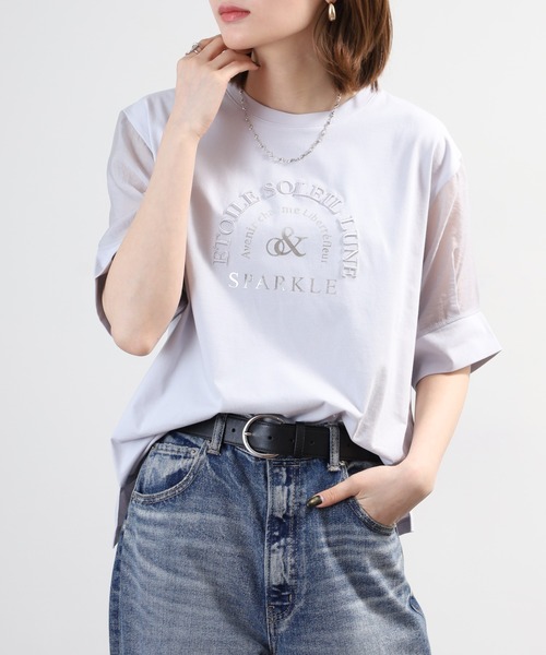 Anna Nicola(アンナニコラ)の「Anna Nicola 袖シアーロゴカットソー(Tシャツ/カットソー・レディース・シルバーグレー/ブラック/モスグリーン・38)」の18枚目の写真