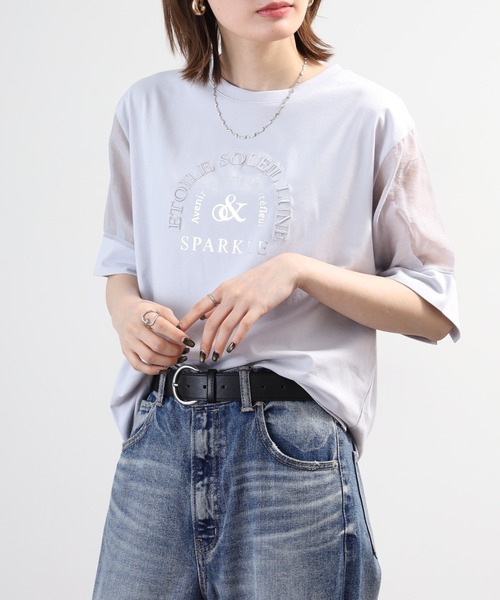 Anna Nicola(アンナニコラ)の「Anna Nicola 袖シアーロゴカットソー(Tシャツ/カットソー・レディース・シルバーグレー/ブラック/モスグリーン・38)」の19枚目の写真