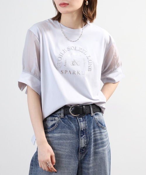 Anna Nicola(アンナニコラ)の「Anna Nicola 袖シアーロゴカットソー(Tシャツ/カットソー・レディース・シルバーグレー/ブラック/モスグリーン・38)」の20枚目の写真