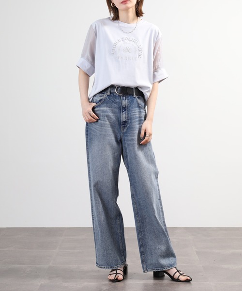Anna Nicola(アンナニコラ)の「Anna Nicola 袖シアーロゴカットソー(Tシャツ/カットソー・レディース・シルバーグレー/ブラック/モスグリーン・38)」の21枚目の写真