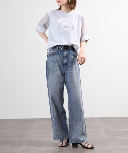 Anna Nicola(アンナニコラ)の「Anna Nicola 袖シアーロゴカットソー(Tシャツ/カットソー・レディース・シルバーグレー/ブラック/モスグリーン・38)」の22枚目の写真