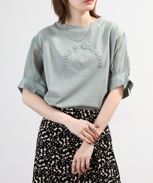 Anna Nicola(アンナニコラ)の「Anna Nicola 袖シアーロゴカットソー(Tシャツ/カットソー・レディース・シルバーグレー/ブラック/モスグリーン・38)」の10枚目の写真